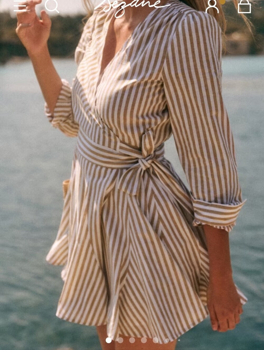 SEZANE Solana Wrap Mini Dress EU 38 /US 6 Cotton Linen Long Sleeve